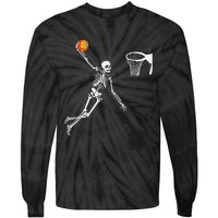 Skeleton Playing Basketball Halloween Costume Boy Kids Tie-Dye Long Sleeve Shirt