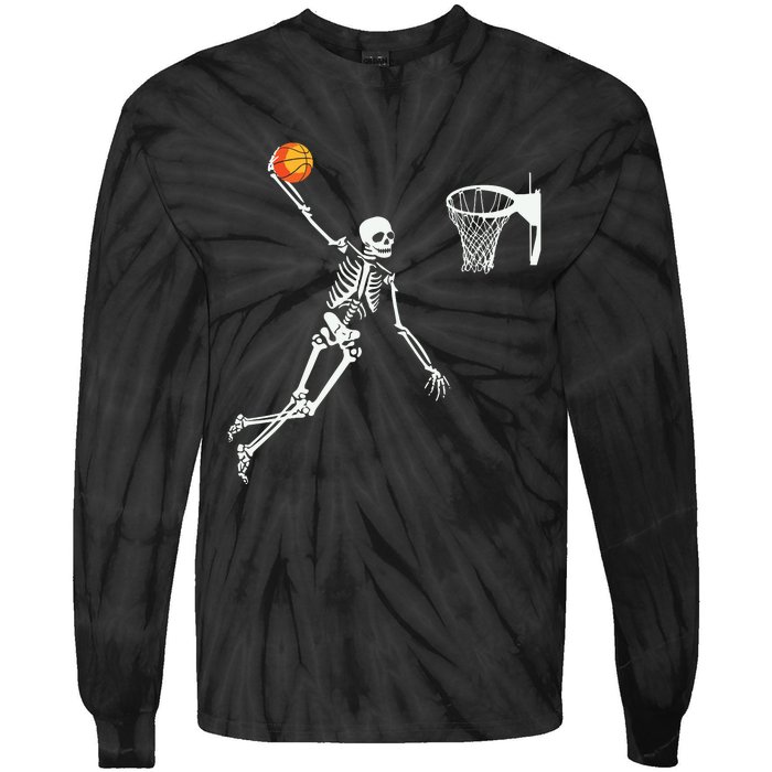 Skeleton Playing Basketball Halloween Costume Boy Kids Tie-Dye Long Sleeve Shirt