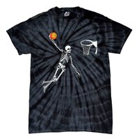 Skeleton Playing Basketball Halloween Costume Boy Kids Tie-Dye T-Shirt