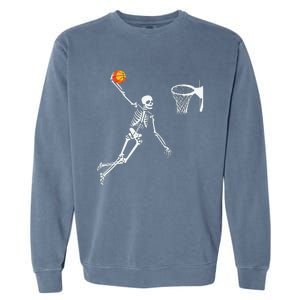 Skeleton Playing Basketball Halloween Costume Boy Kids Garment-Dyed Sweatshirt