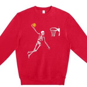 Skeleton Playing Basketball Halloween Costume Boy Kids Premium Crewneck Sweatshirt