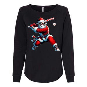 Santa Playing Baseball Christmas Baseball Player Womens California Wash Sweatshirt