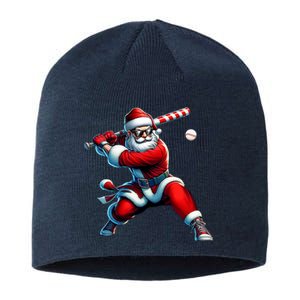 Santa Playing Baseball Christmas Baseball Player Sustainable Beanie