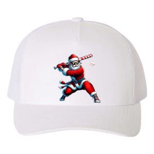 Santa Playing Baseball Christmas Baseball Player Yupoong Adult 5-Panel Trucker Hat