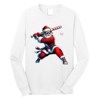 Santa Playing Baseball Christmas Baseball Player Long Sleeve Shirt