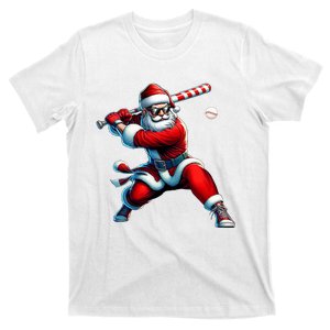 Santa Playing Baseball Christmas Baseball Player T-Shirt