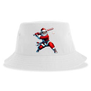 Santa Playing Baseball Christmas Baseball Player Sustainable Bucket Hat