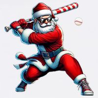 Santa Playing Baseball Christmas Baseball Player Bucket Hat