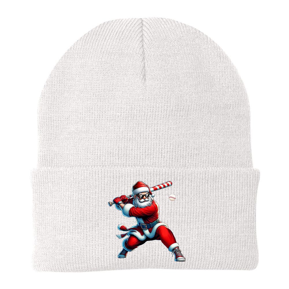 Santa Playing Baseball Christmas Baseball Player Beanie