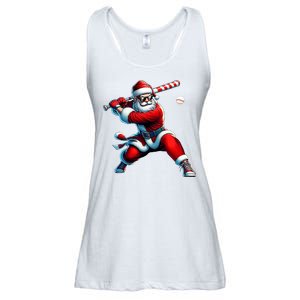 Santa Playing Baseball Christmas Baseball Player Ladies Essential Flowy Tank