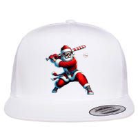 Santa Playing Baseball Christmas Baseball Player Flat Bill Trucker Hat