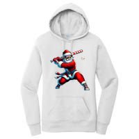 Santa Playing Baseball Christmas Baseball Player Women's Pullover Hoodie