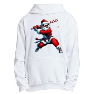 Santa Playing Baseball Christmas Baseball Player Urban Pullover Hoodie