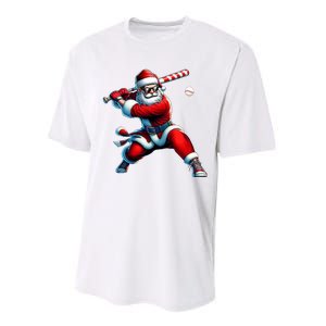 Santa Playing Baseball Christmas Baseball Player Performance Sprint T-Shirt