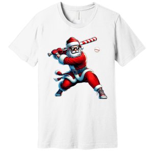 Santa Playing Baseball Christmas Baseball Player Premium T-Shirt