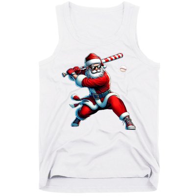 Santa Playing Baseball Christmas Baseball Player Tank Top