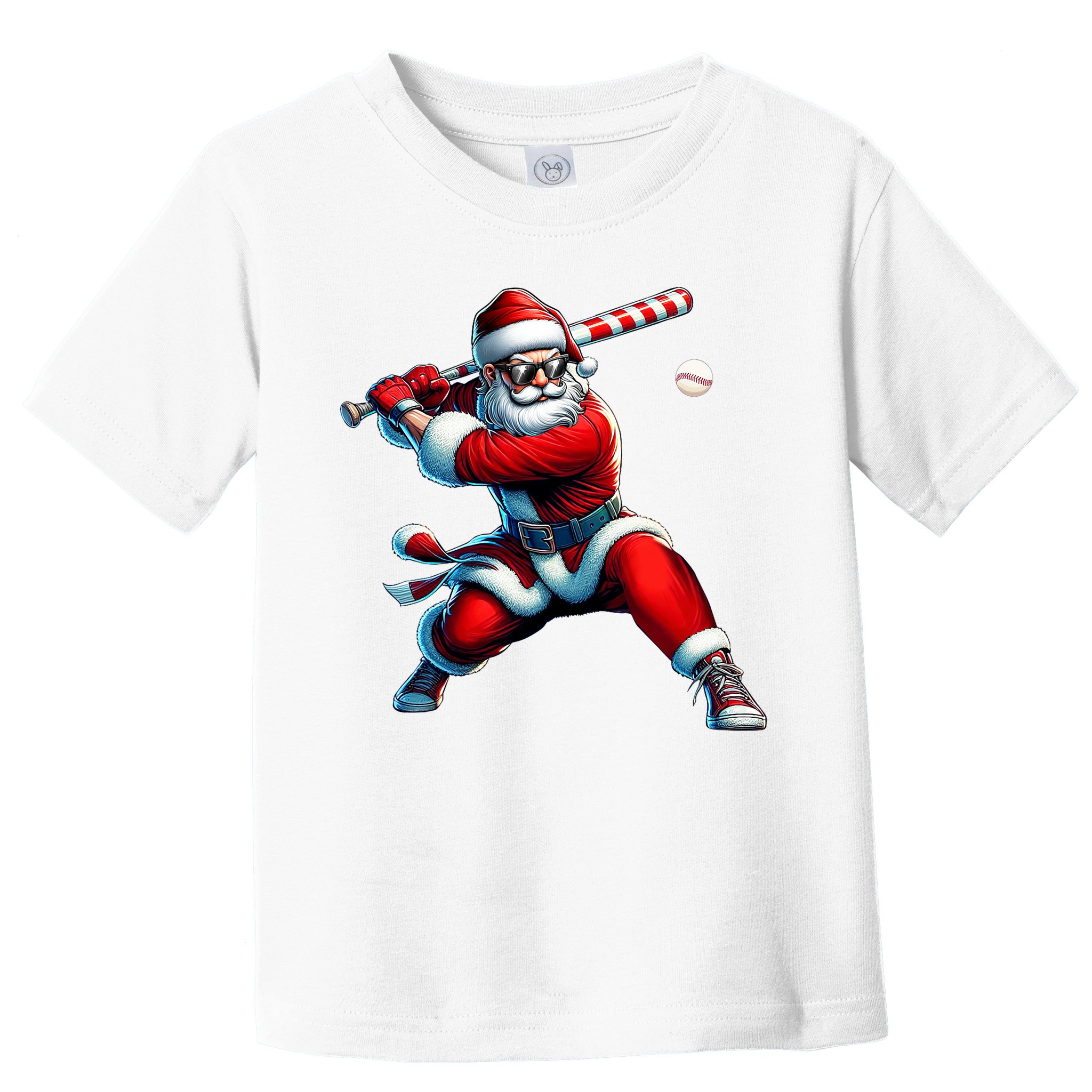 Santa Playing Baseball Christmas Baseball Player Toddler T-Shirt