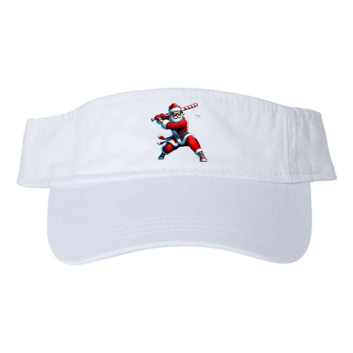 Santa Playing Baseball Christmas Baseball Player Valucap Bio-Washed Visor