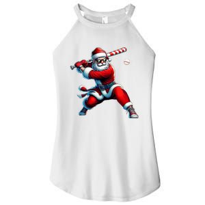 Santa Playing Baseball Christmas Baseball Player Women's Perfect Tri Rocker Tank