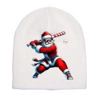 Santa Playing Baseball Christmas Baseball Player Short Acrylic Beanie