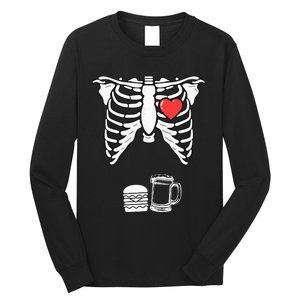 Skeleton Pregnancy Burger Beer Xray Halloween Soon Dad Long Sleeve Shirt