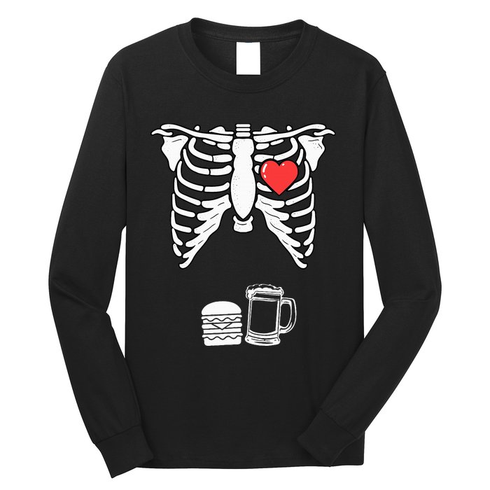 Skeleton Pregnancy Burger Beer Xray Halloween Soon Dad Long Sleeve Shirt