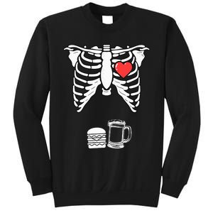 Skeleton Pregnancy Burger Beer Xray Halloween Soon Dad Sweatshirt