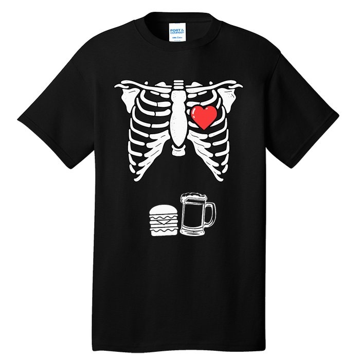 Skeleton Pregnancy Burger Beer Xray Halloween Soon Dad Tall T-Shirt