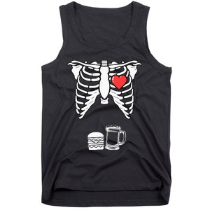 Skeleton Pregnancy Burger Beer Xray Halloween Soon Dad Tank Top