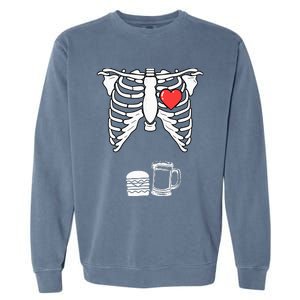 Skeleton Pregnancy Burger Beer Xray Halloween Soon Dad Garment-Dyed Sweatshirt