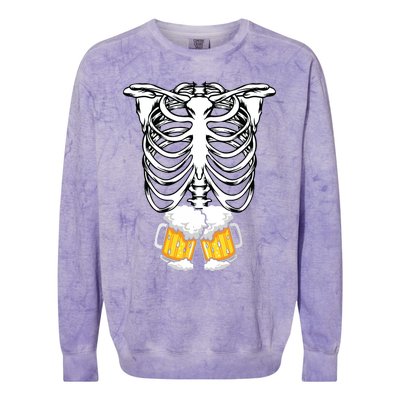 Skeleton Pregnancy Belly Of Beer Xray Halloween Costume Colorblast Crewneck Sweatshirt