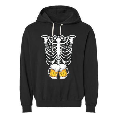 Skeleton Pregnancy Belly Of Beer Xray Halloween Costume Garment-Dyed Fleece Hoodie