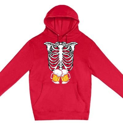 Skeleton Pregnancy Belly Of Beer Xray Halloween Costume Premium Pullover Hoodie