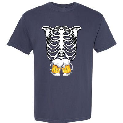 Skeleton Pregnancy Belly Of Beer Xray Halloween Costume Garment-Dyed Heavyweight T-Shirt