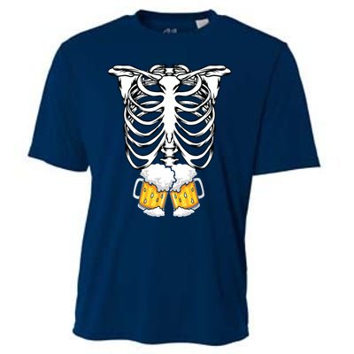 Skeleton Pregnancy Belly Of Beer Xray Halloween Costume Cooling Performance Crew T-Shirt