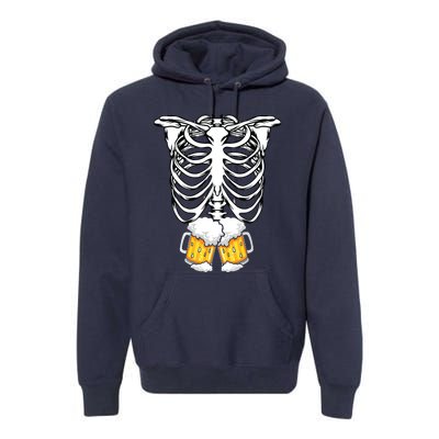 Skeleton Pregnancy Belly Of Beer Xray Halloween Costume Premium Hoodie