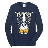 Skeleton Pregnancy Belly Of Beer Xray Halloween Costume Tall Long Sleeve T-Shirt