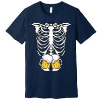 Skeleton Pregnancy Belly Of Beer Xray Halloween Costume Premium T-Shirt