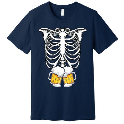 Skeleton Pregnancy Belly Of Beer Xray Halloween Costume Premium T-Shirt