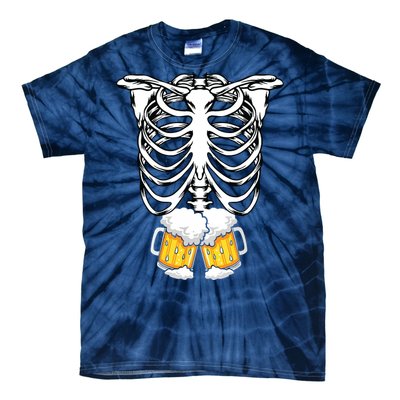 Skeleton Pregnancy Belly Of Beer Xray Halloween Costume Tie-Dye T-Shirt