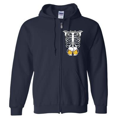 Skeleton Pregnancy Belly Of Beer Xray Halloween Costume Full Zip Hoodie