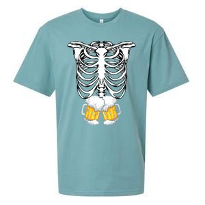 Skeleton Pregnancy Belly Of Beer Xray Halloween Costume Sueded Cloud Jersey T-Shirt