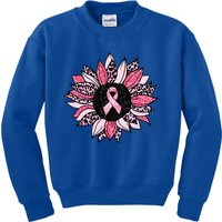 Sunflower Pink Breast Cancer Awareness Warrior Kids Sweatshirt