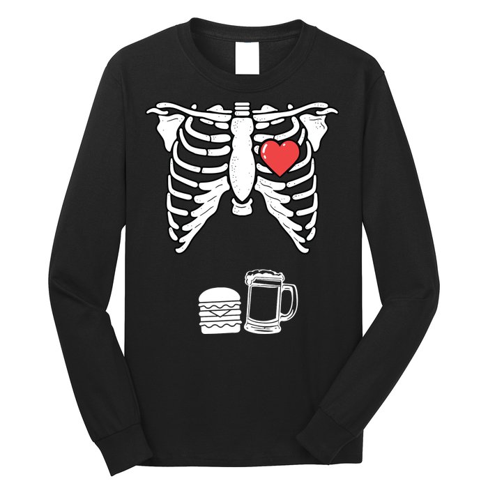 Skeleton Pregnancy Burger Beer Xray Halloween Soon Dad Long Sleeve Shirt