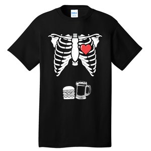 Skeleton Pregnancy Burger Beer Xray Halloween Soon Dad Tall T-Shirt