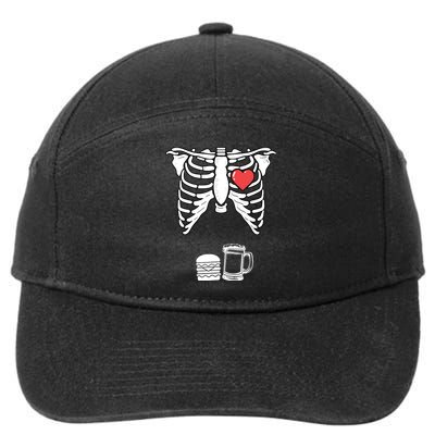 Skeleton Pregnancy Burger Beer Xray Halloween Soon Dad 7-Panel Snapback Hat