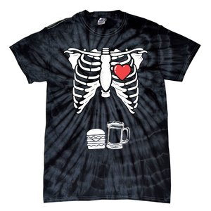 Skeleton Pregnancy Burger Beer Xray Halloween Soon Dad Tie-Dye T-Shirt