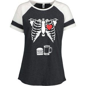 Skeleton Pregnancy Burger Beer Xray Halloween Soon Dad Enza Ladies Jersey Colorblock Tee