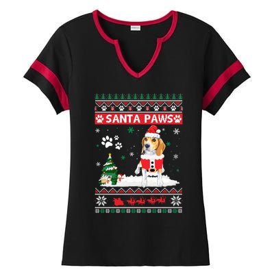 Santa Paws Beagle Merry Christmas Dog Funny Xmas Meaningful Gift Ladies Halftime Notch Neck Tee