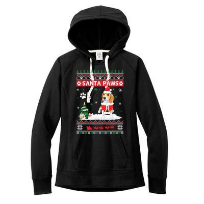 Santa Paws Beagle Merry Christmas Dog Funny Xmas Meaningful Gift Women's Fleece Hoodie